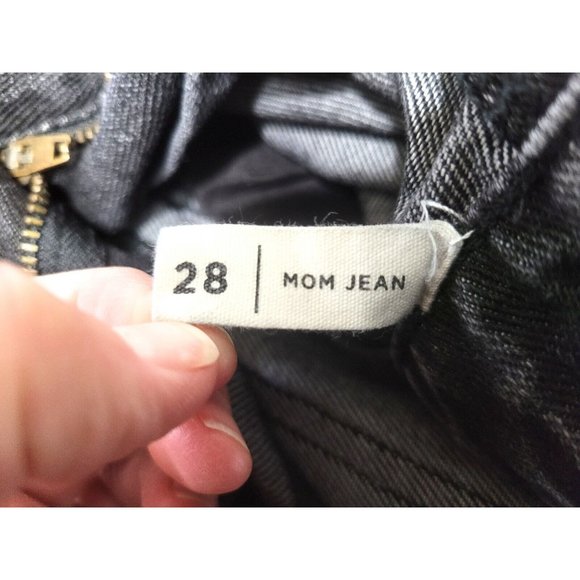 Pacsun Charcoal Black Mom Jeans Womens Size 28 Tapered Leg Stretch Whiskering - Picture 8 of 8